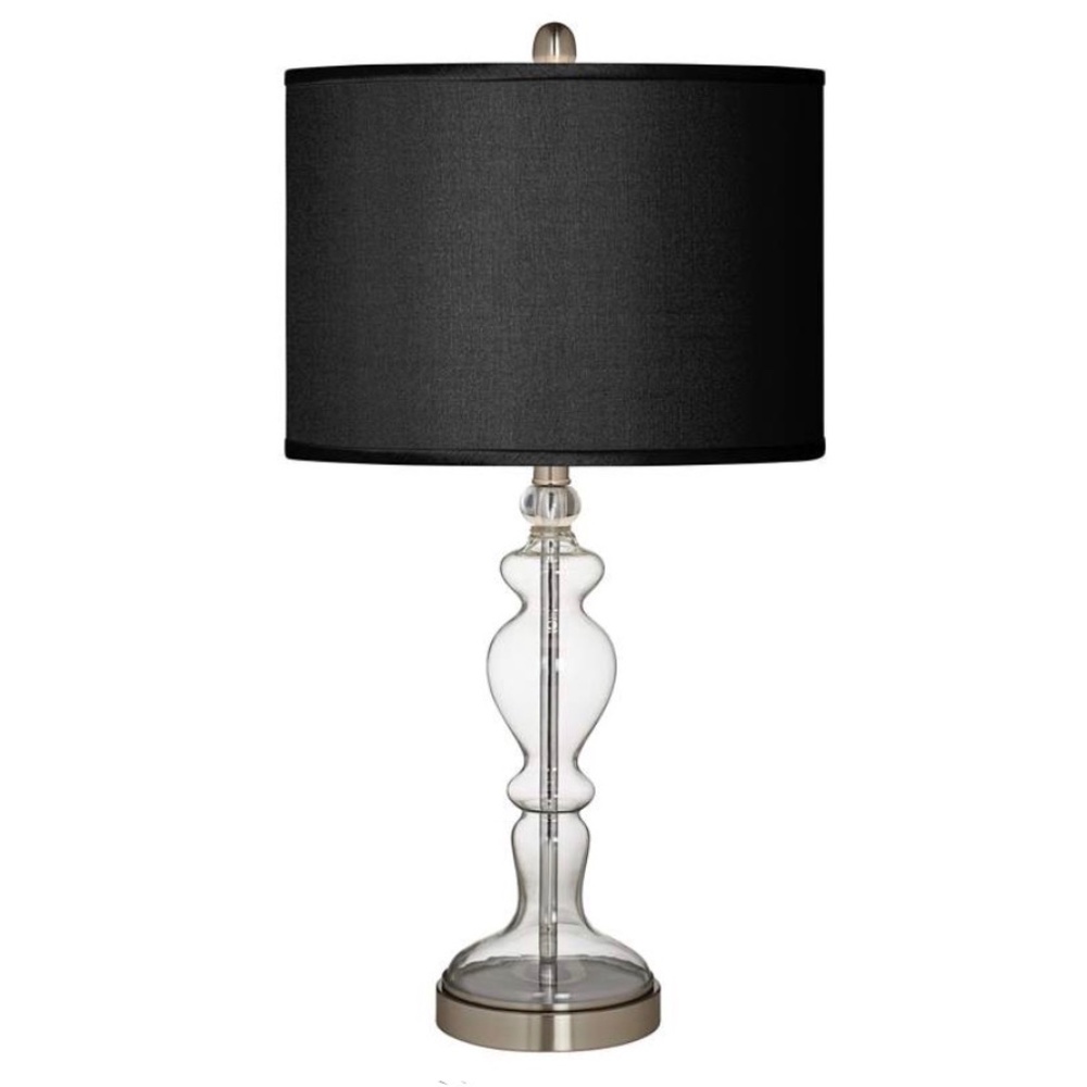 Possini 28" Black Faux Silk Apothecary Clear Glass Table Lamp